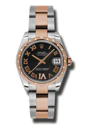Rolex Oyster Perpetual Datejust 31 Black Dial Stainless Steel and 18K Everose Gold Bracelet Automatic Ladies Watch 178341BKRDO