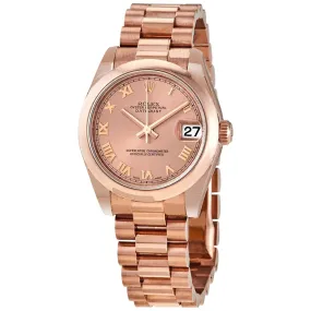 Rolex Oyster Perpetual Datejust Pink Dial Automatic Ladies 18 Carat Everose Gold Watch 178245PKRP
