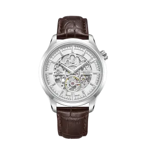 Rotary Steel Gents Automatic Skeleton Watch