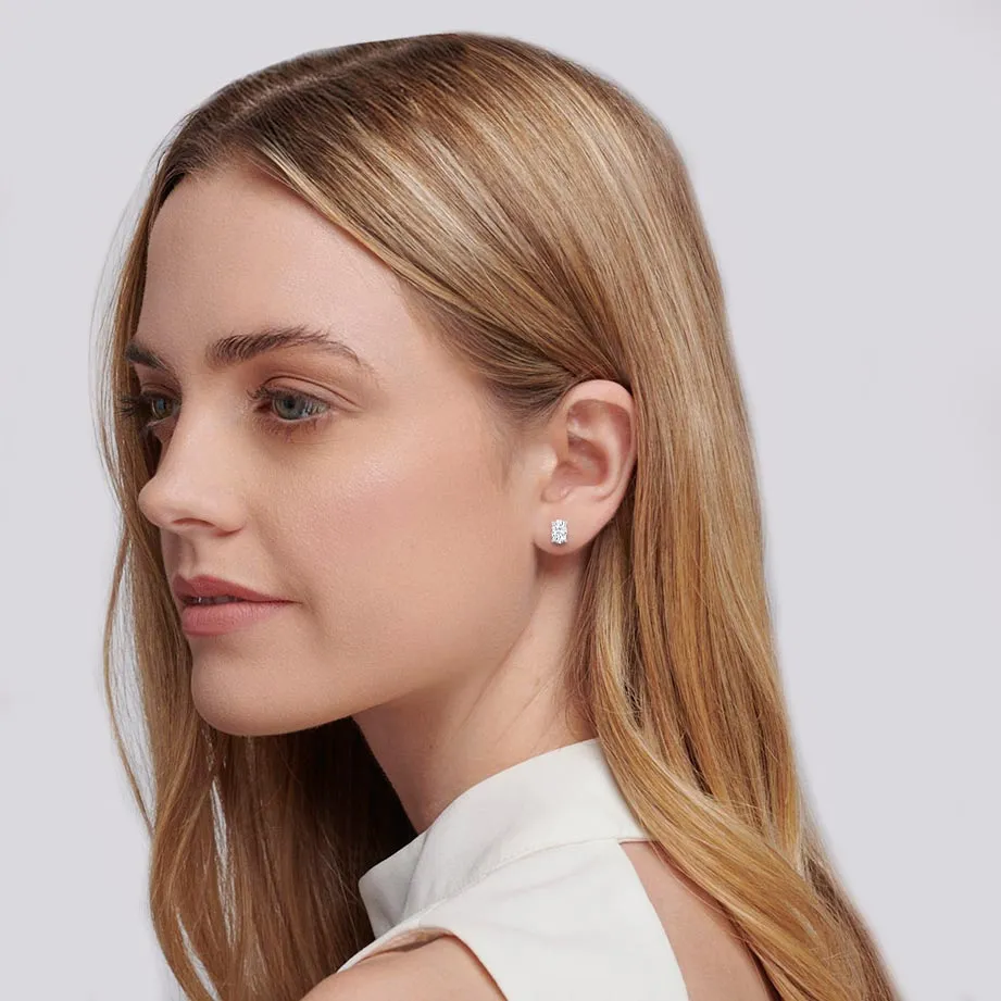 SAVANNAH - Oval Lab Diamond 950 Platinum Stud Earrings