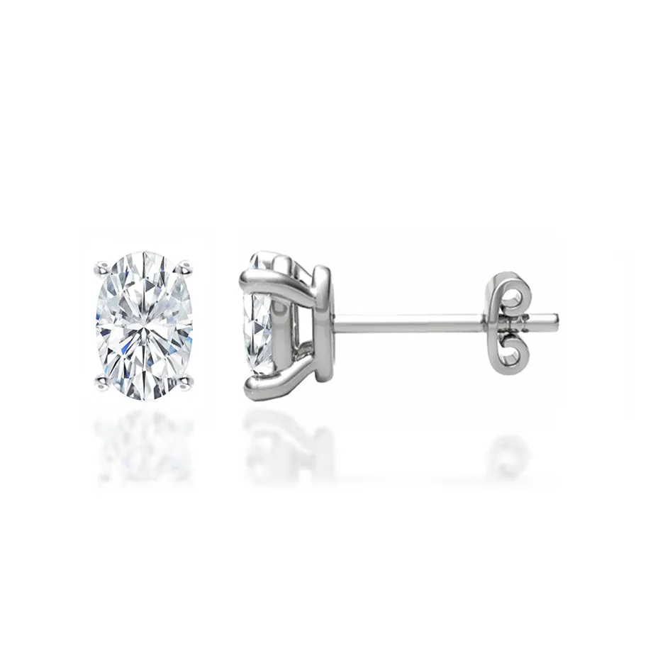SAVANNAH - Oval Lab Diamond 950 Platinum Stud Earrings