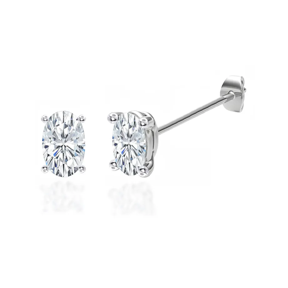 SAVANNAH - Oval Lab Diamond 950 Platinum Stud Earrings