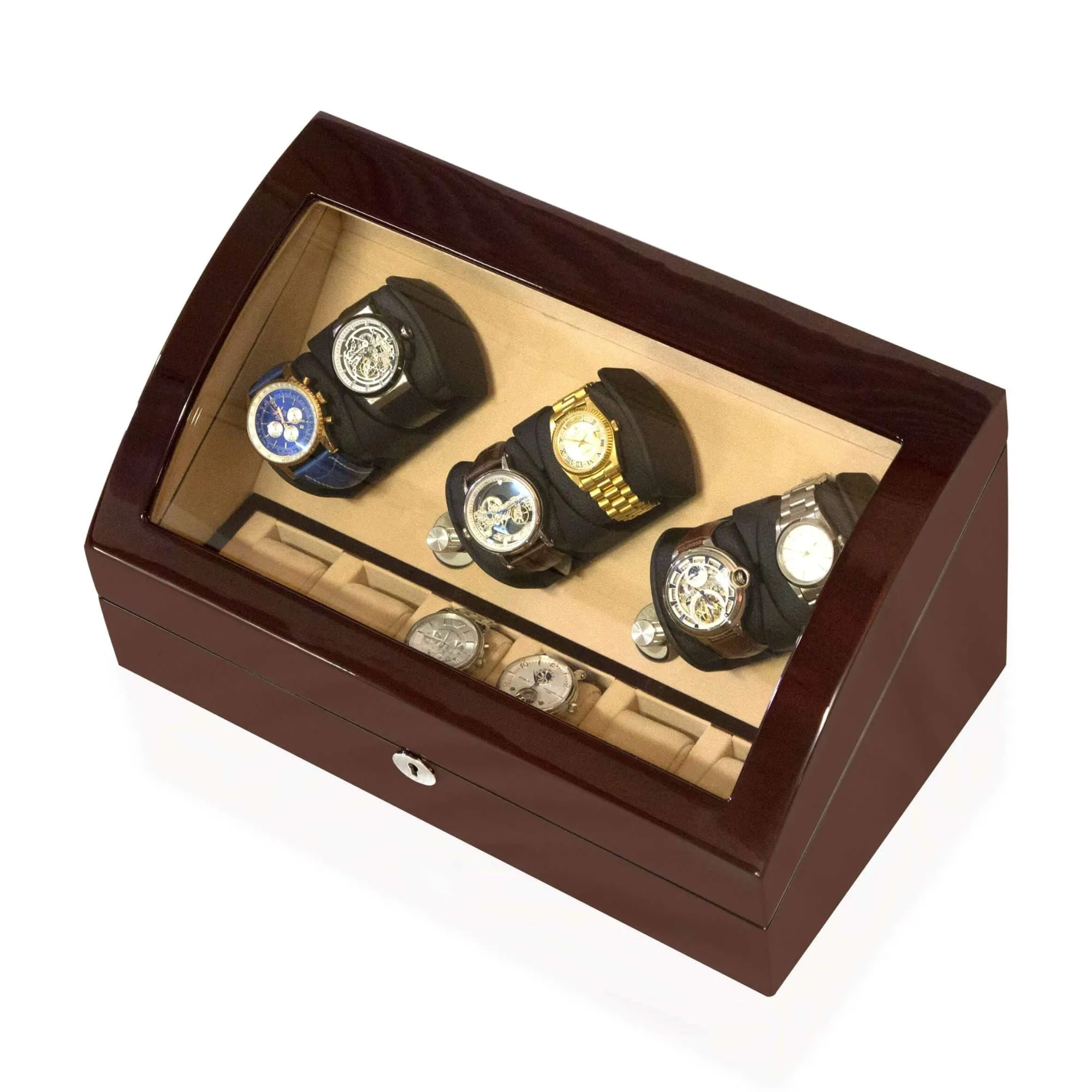Seconds - Avoca Watch Winder Box 6   6 Watches in Mahogany (d)