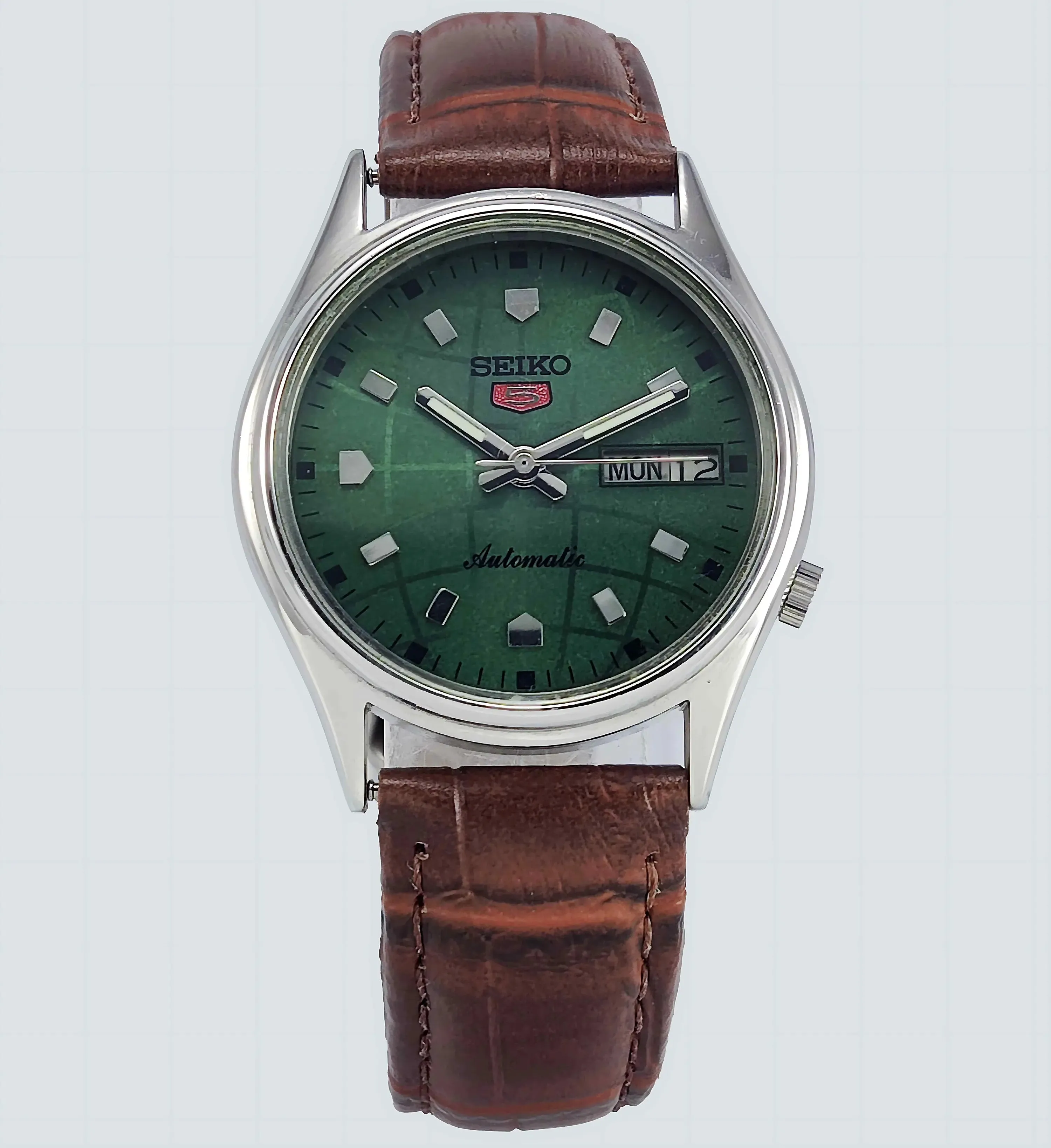 Seiko 5 Automatic-7009A Analog 17 Jewels Analog Day Date Green Dial Men's Mechanical Watch