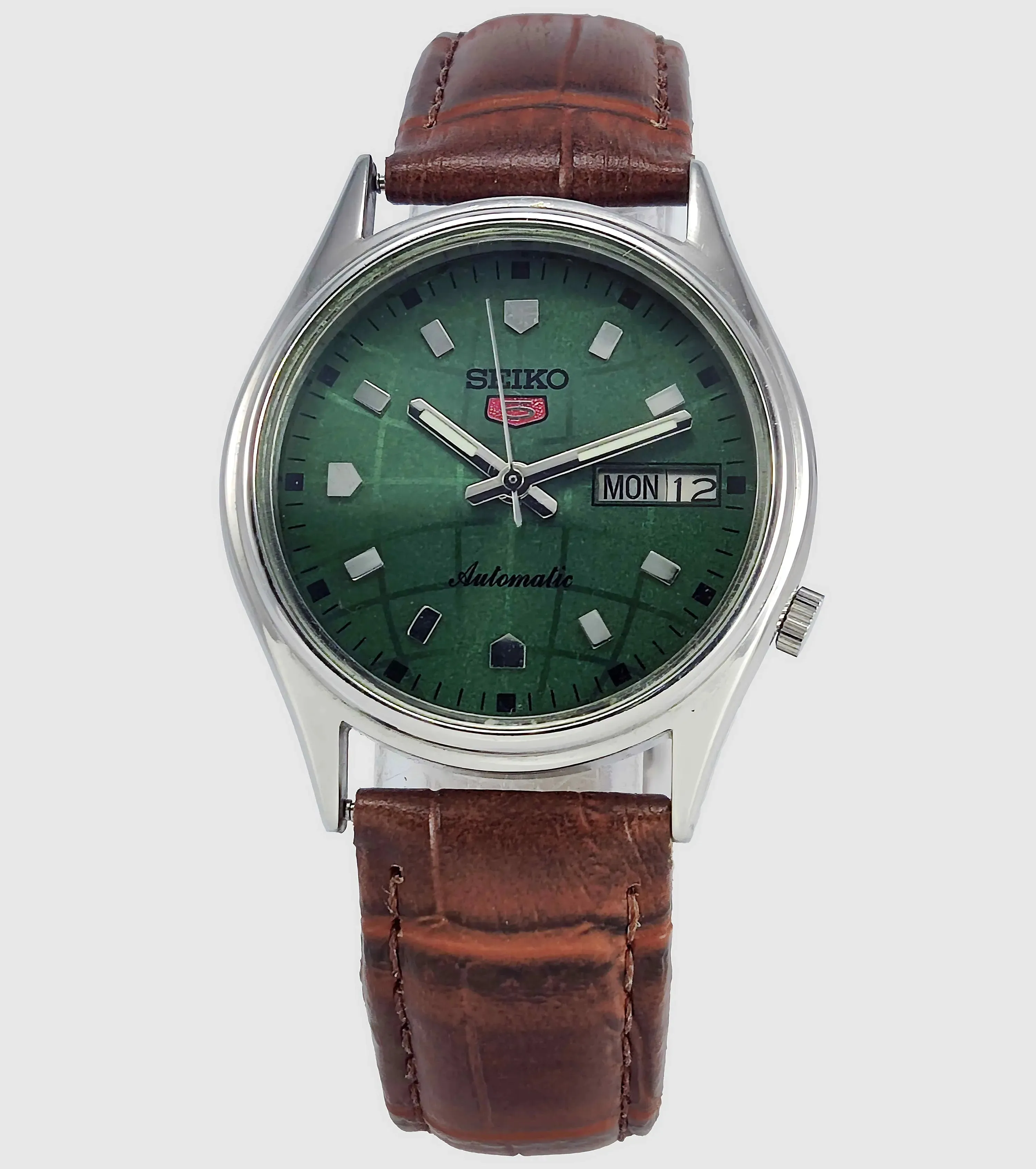 Seiko 5 Automatic-7009A Analog 17 Jewels Analog Day Date Green Dial Men's Mechanical Watch