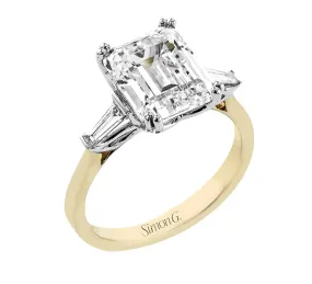 Simon G Yellow Gold Baguette Side Stone Engagement Ring Mounting