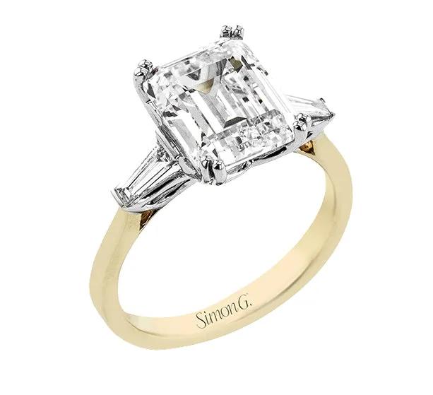 Simon G Yellow Gold Baguette Side Stone Engagement Ring Mounting