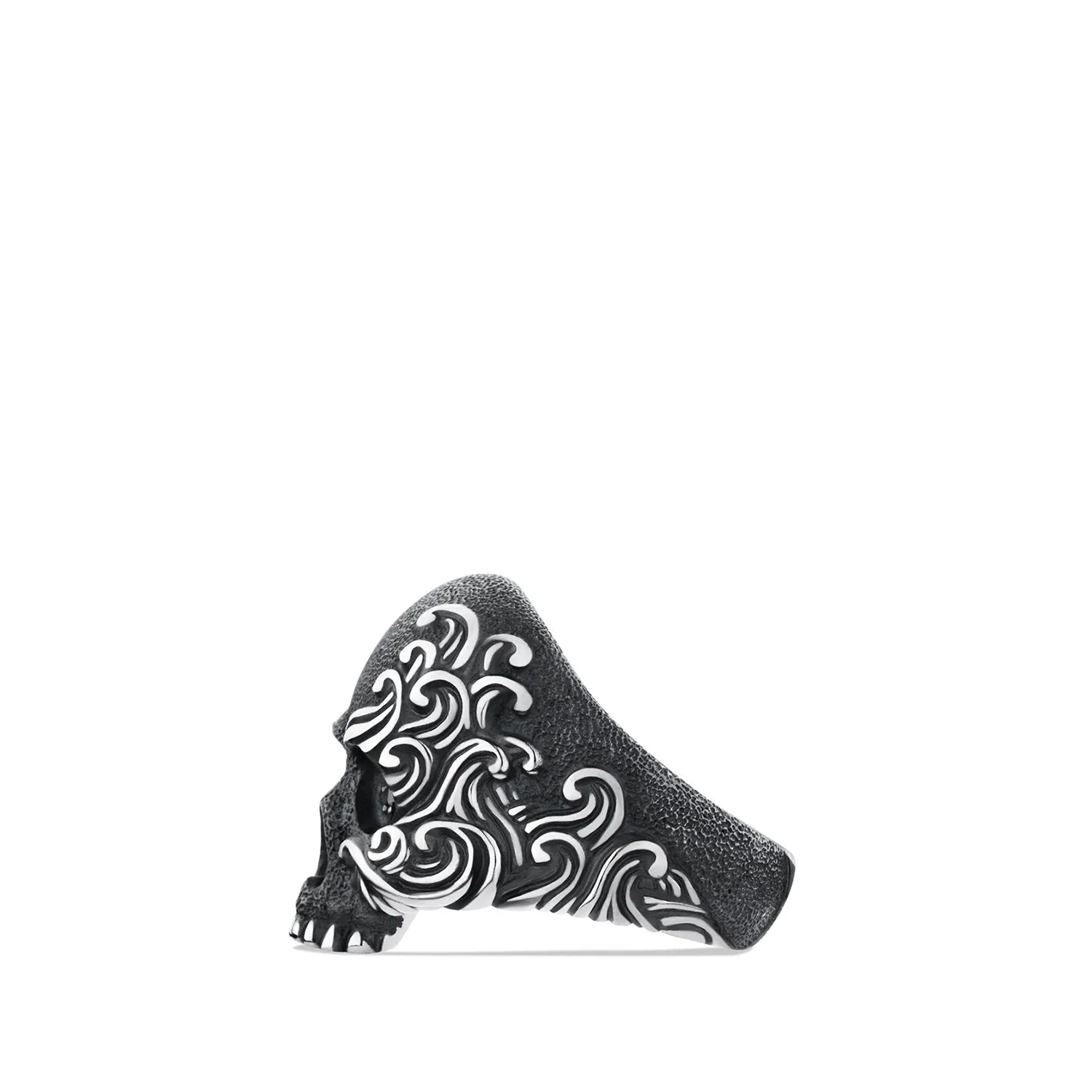 Skull Ring with Black Diamonds, Size 10