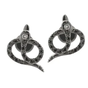 Snake Studs Pave W-Ox-Bd-d
