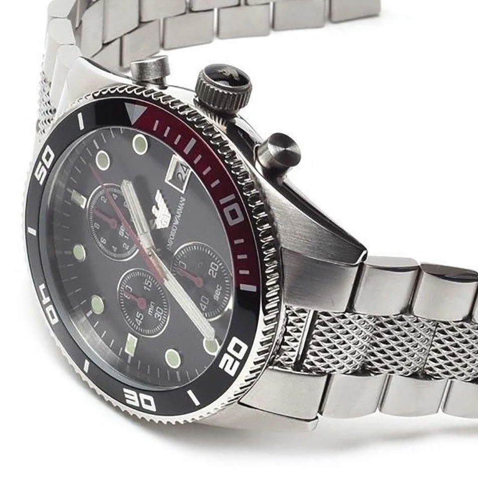 Sport Chronograph Silver Black Dial Mens AR5855 watch