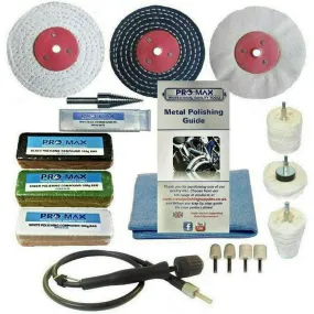 Steel & Stainless Steel Metal Polishing Buffing Kit 16pc 3" x 1/2" Pro-Max