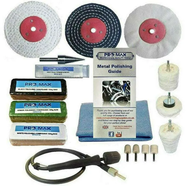 Steel & Stainless Steel Metal Polishing Buffing Kit 16pc 3" x 1/2" Pro-Max