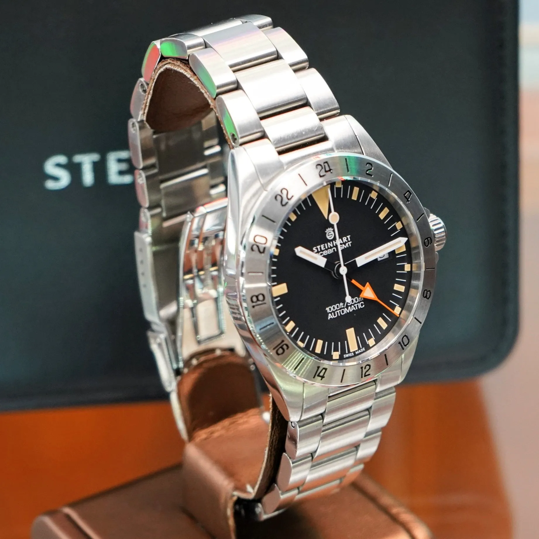 STEINHART Ocean One Vintage GMT Diver Watch Automatic Wristwatch SW330-2 - In Original Double BOX!