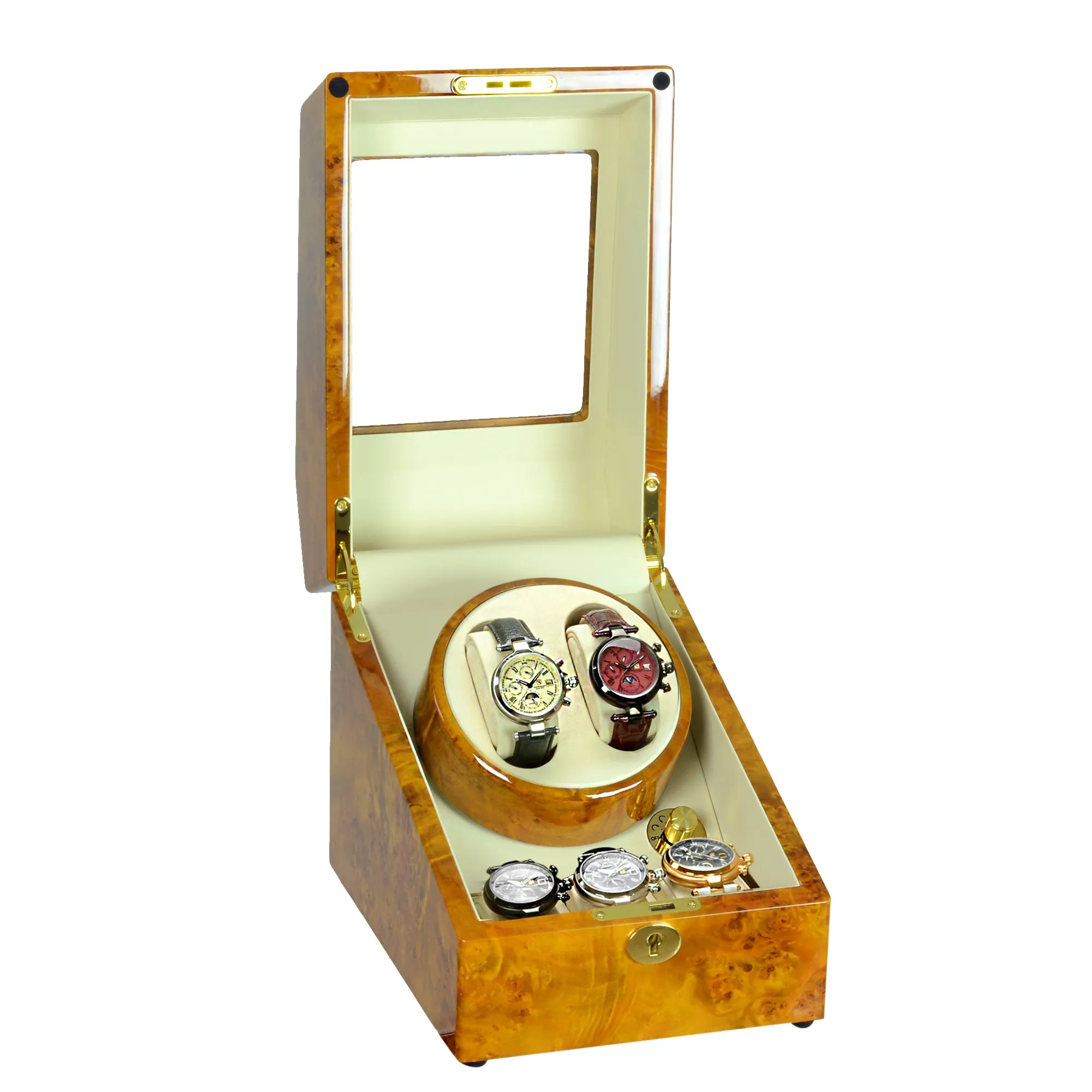 Steinhausen Heritage Double Watch Winder with Storage/Burlwood