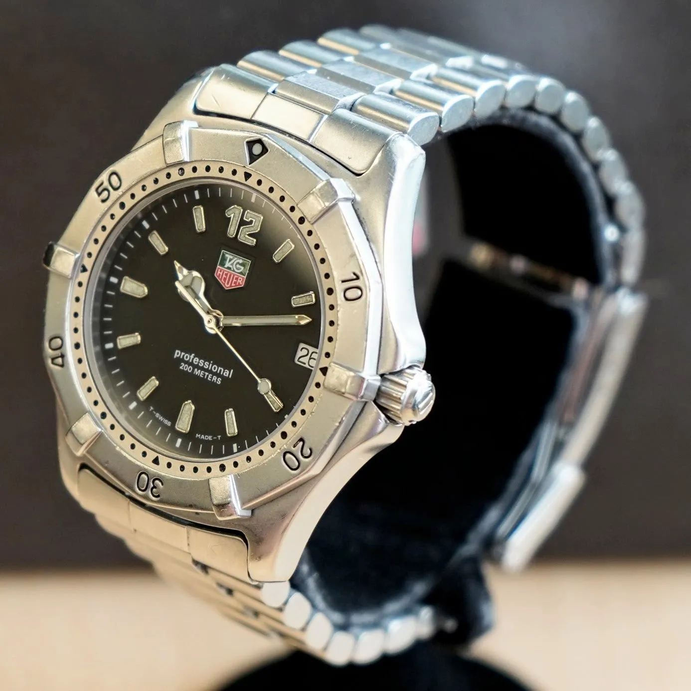 TAG HEUER 2000 Watch WK1110 Black Dial ALL S.S. Quartz Wristwatch - ALL ORIGINAL Box & Papers!