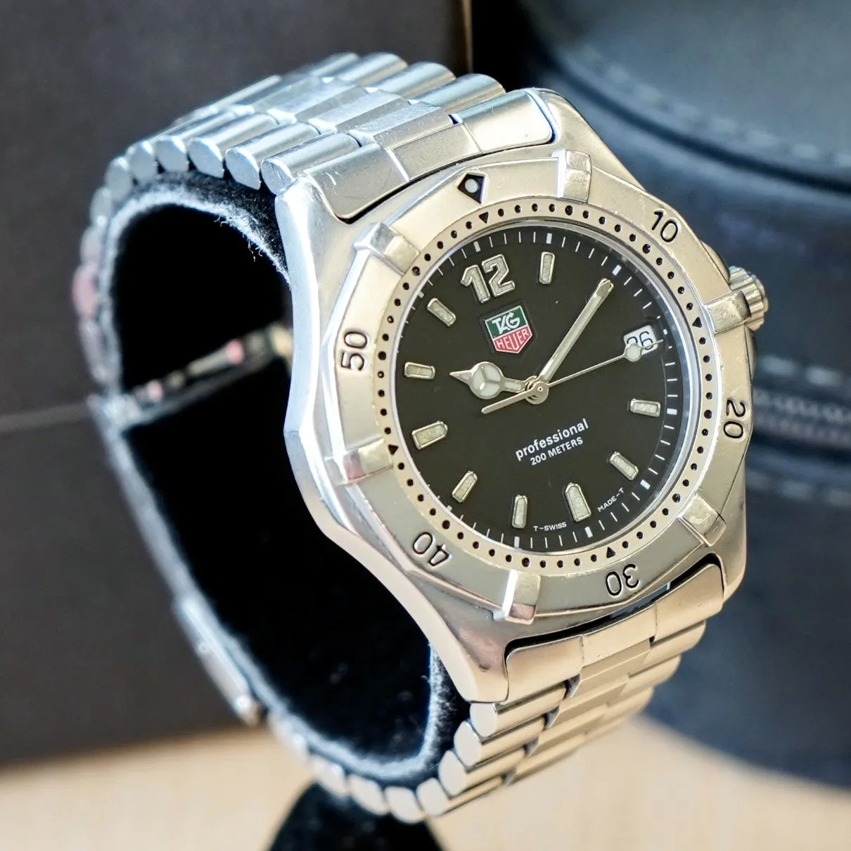 TAG HEUER 2000 Watch WK1110 Black Dial ALL S.S. Quartz Wristwatch - ALL ORIGINAL Box & Papers!