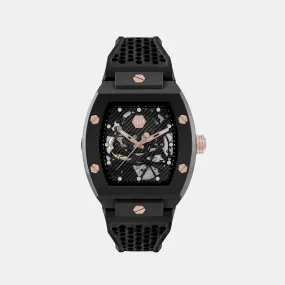 The Skeleton Ecoceramic Men's Black Automatic Silicon Watch PWVBA0523