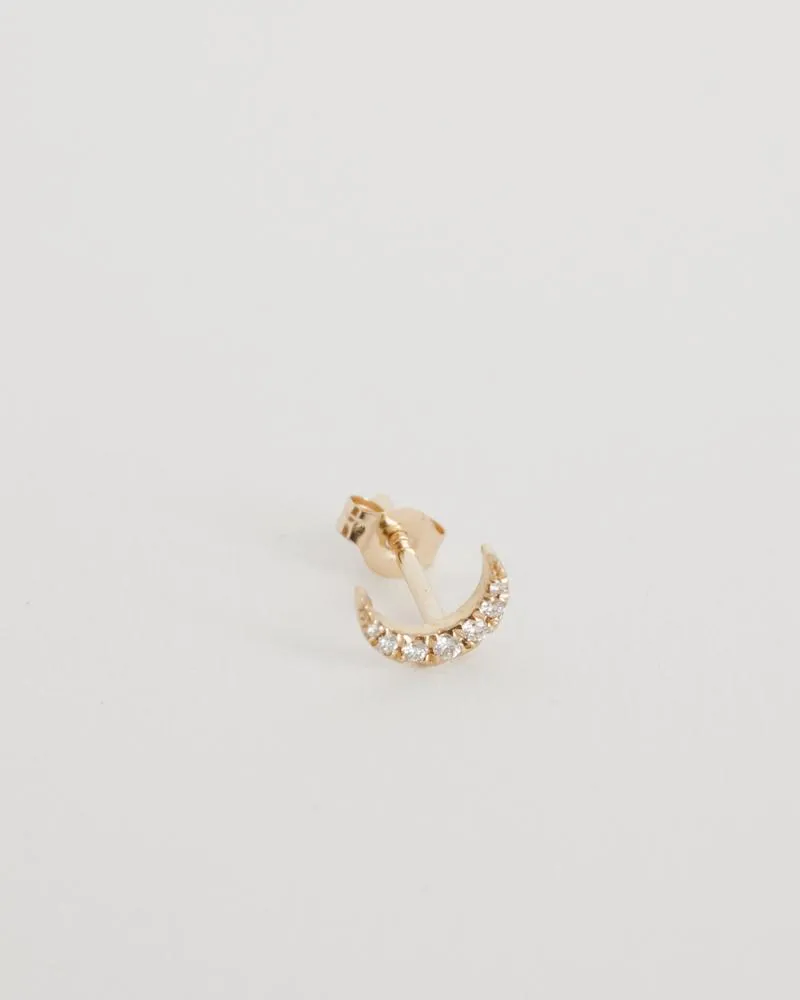 Tiny Crescent Moon Stud 14k