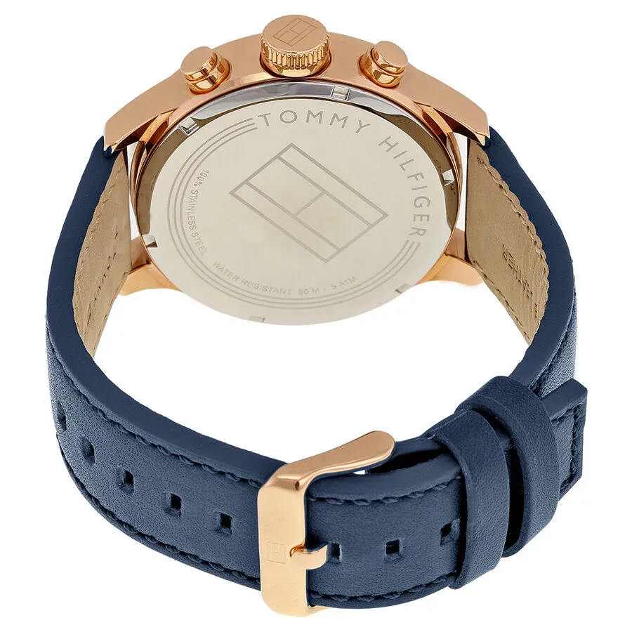 Tommy Hilfiger Multi-Function White Dial Blue Leather Strap Men's Watch 1791139