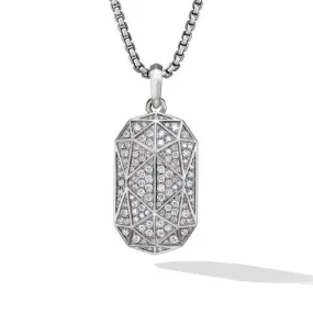 Torqued Faceted Amulet in Sterling Silver with Pavé Diamonds