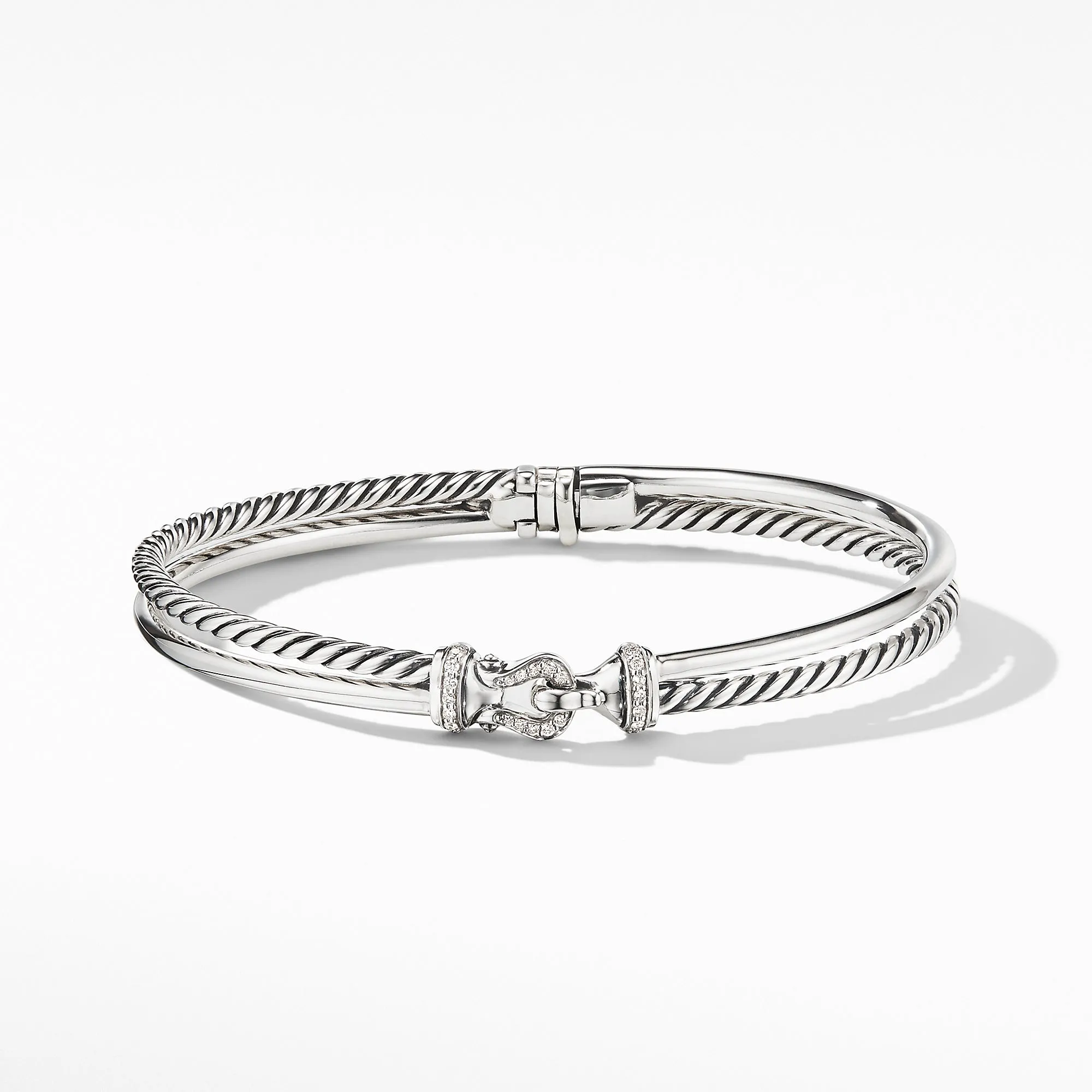 Two-Row Buckle Bracelet with Diamonds, Size Medium