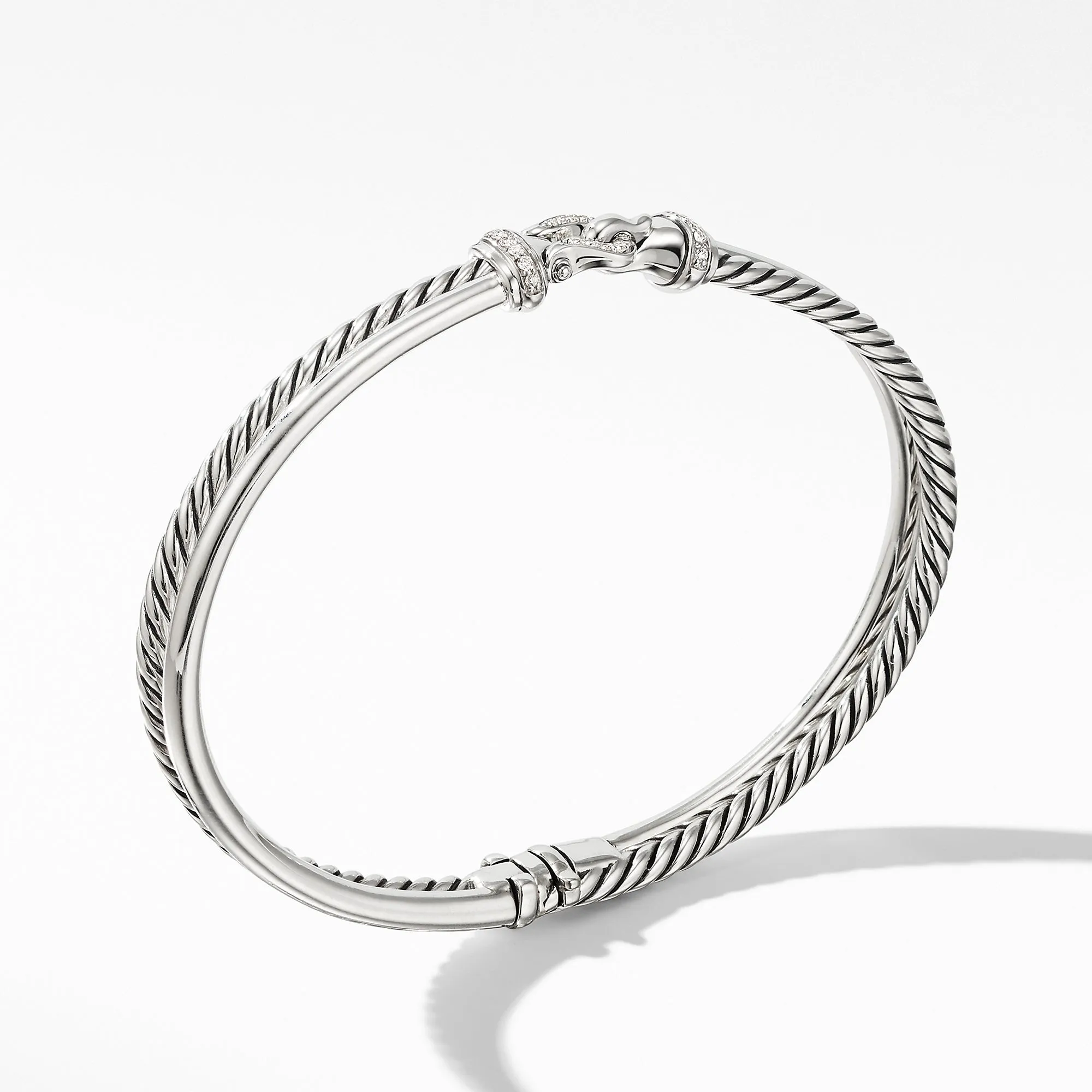 Two-Row Buckle Bracelet with Diamonds, Size Medium