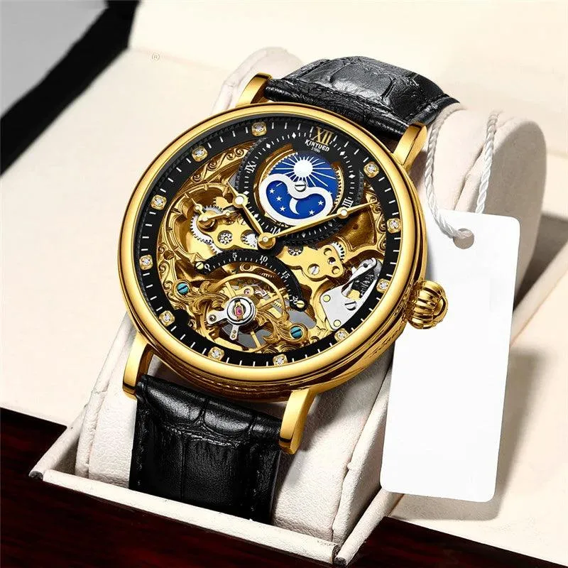 Uhren Herren Roségold Skelett Tourbillon Automatik Mechanische