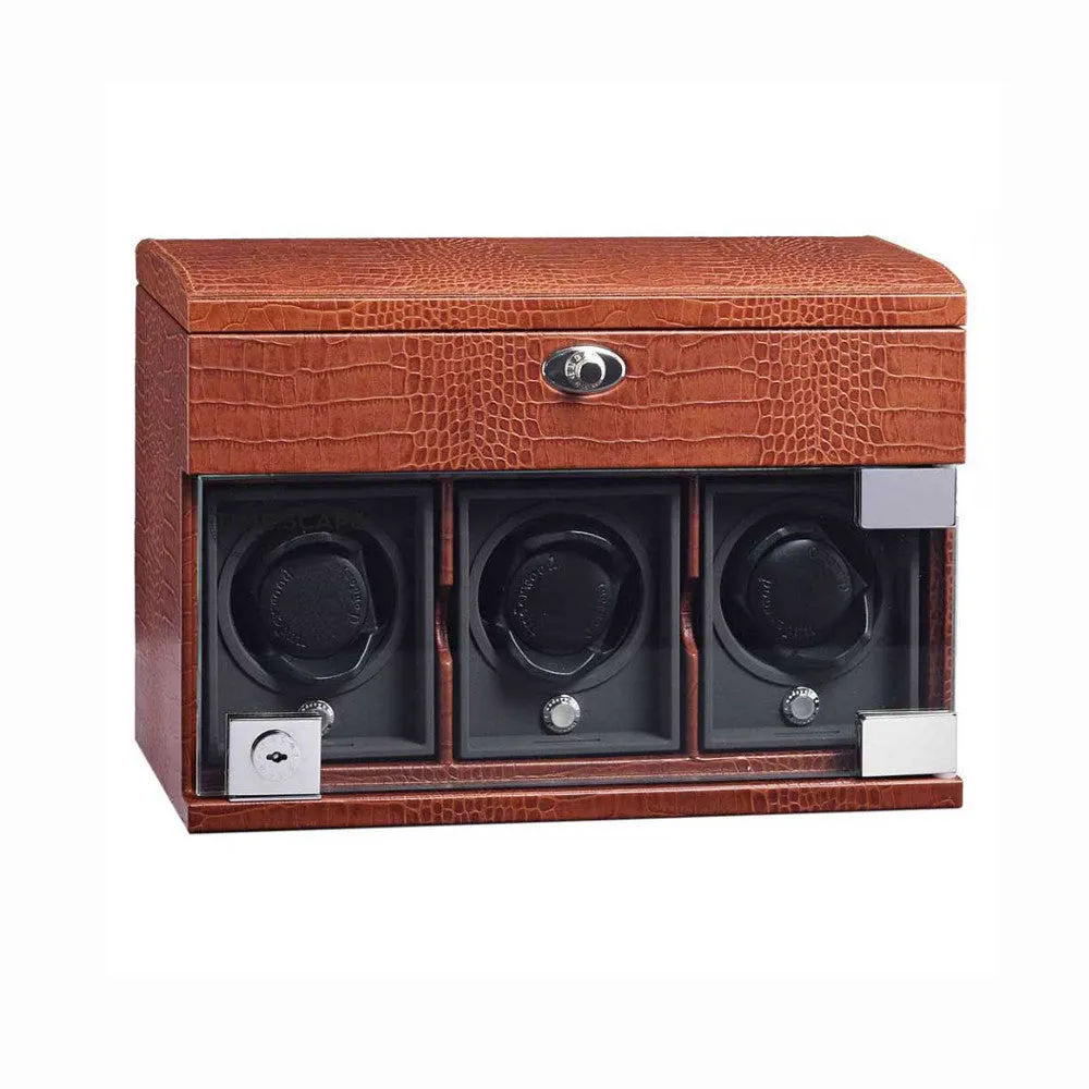 UNDERWOOD (LONDON) - Classic Croco 3-Unit Watch Winder w Watch Storage | UN870