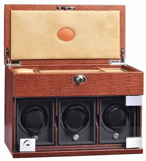 UNDERWOOD (LONDON) - Classic Croco 3-Unit Watch Winder w Watch Storage | UN870