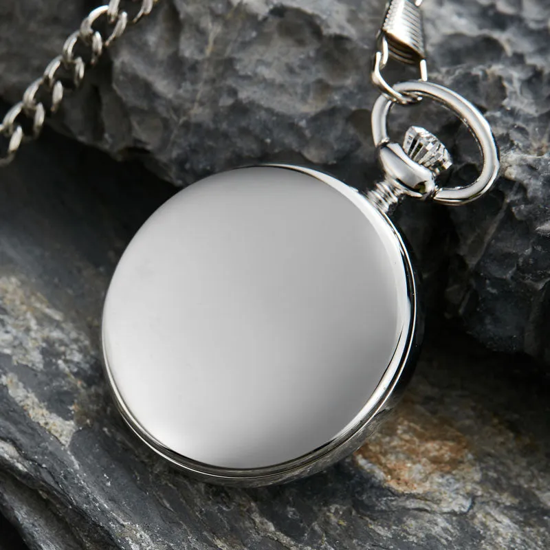 Unisex Antique Smooth Skeleton Transparent Mechanical Pocket Watch