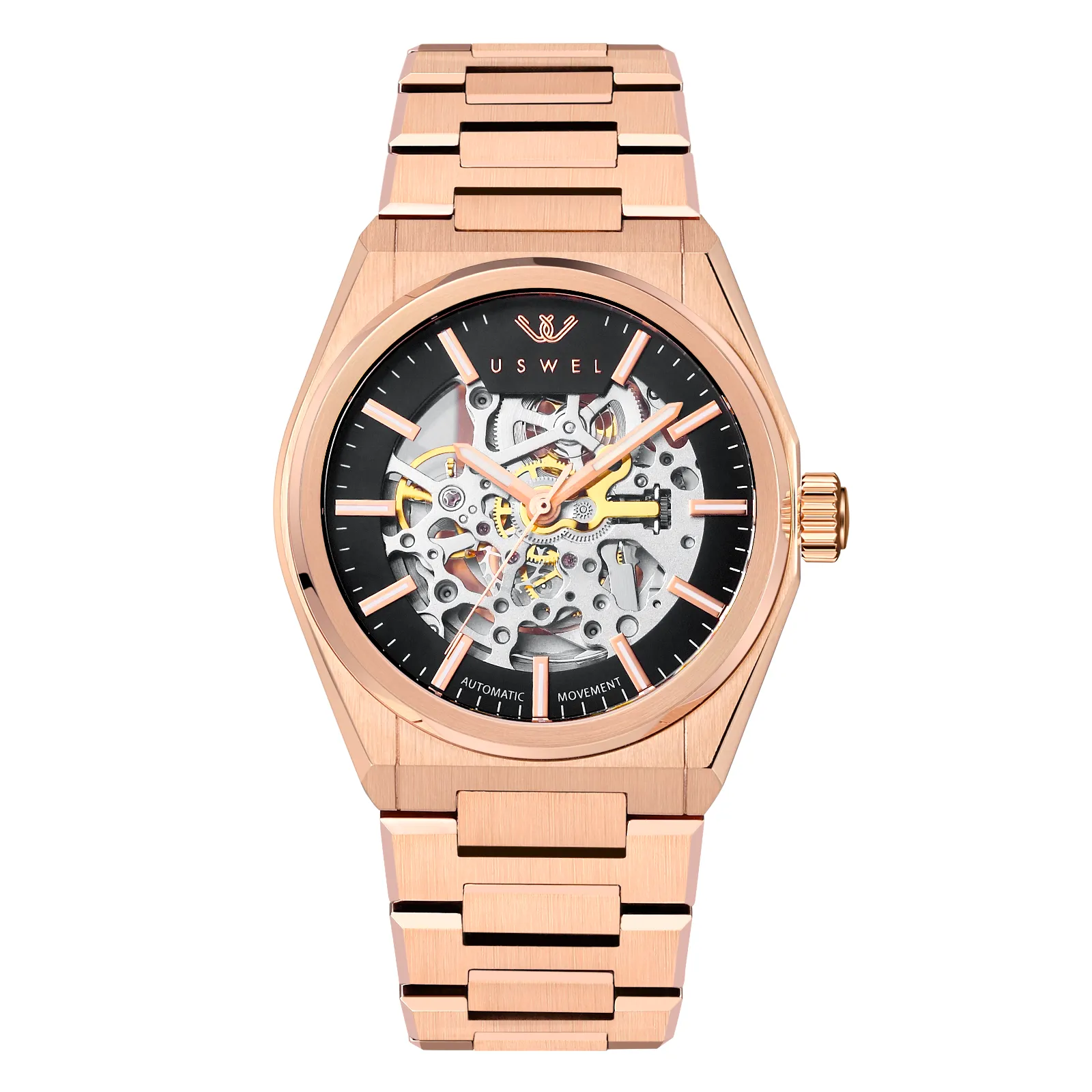 USWEL All Steel Skeleton Automatic Watch for Men 42mm Case and Saphhire Glass 2 Years Warranty （Four colors）