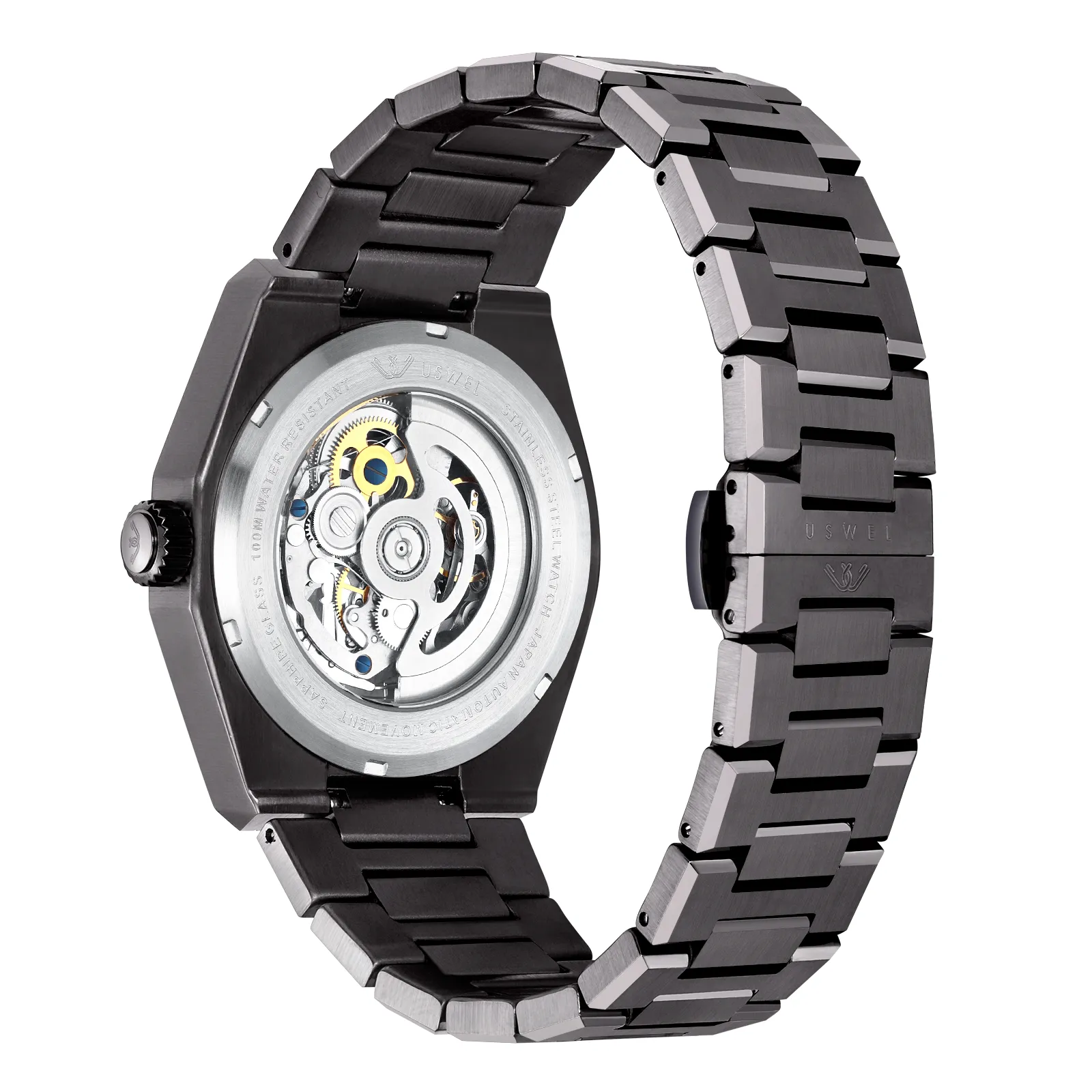 USWEL All Steel Skeleton Automatic Watch for Men 42mm Case and Saphhire Glass 2 Years Warranty （Four colors）