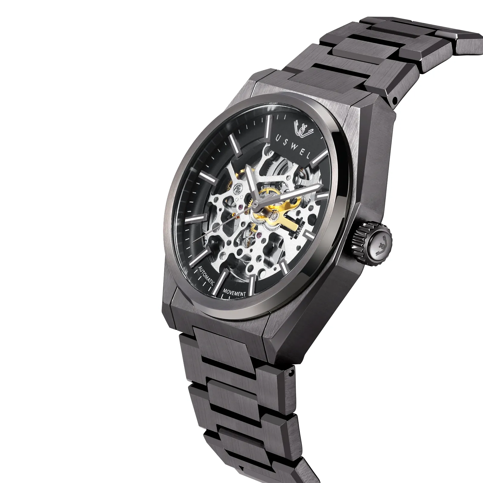 USWEL All Steel Skeleton Automatic Watch for Men 42mm Case and Saphhire Glass 2 Years Warranty （Four colors）