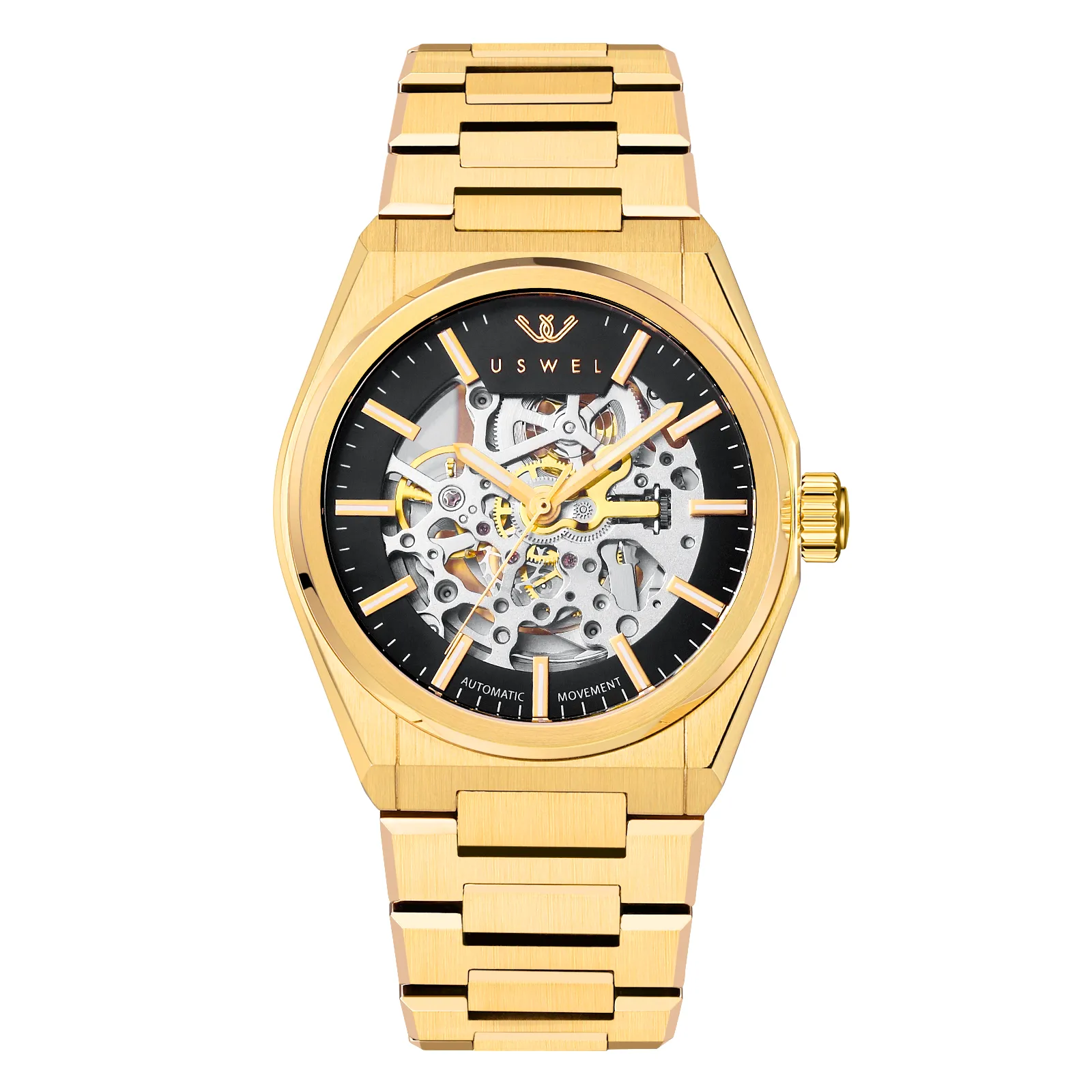 USWEL All Steel Skeleton Automatic Watch for Men 42mm Case and Saphhire Glass 2 Years Warranty （Four colors）