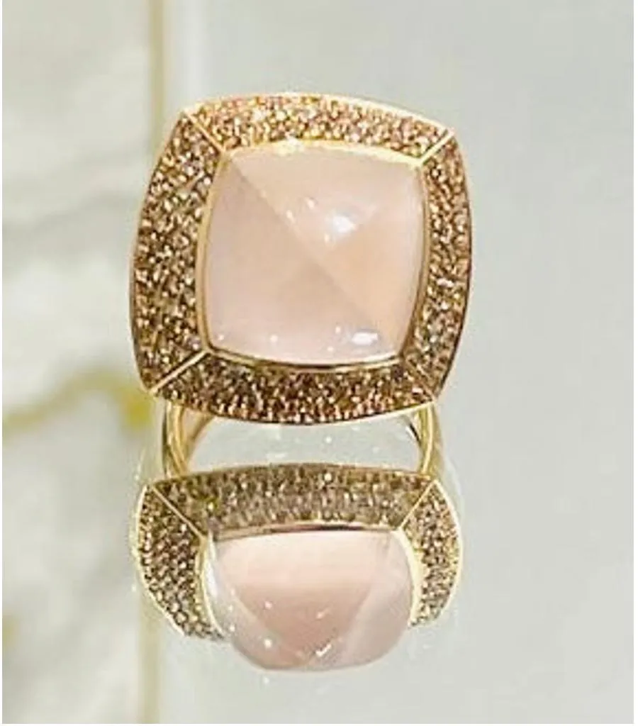 Valente 18k Rose Gold Icy Jadeite & Diamond Ring
