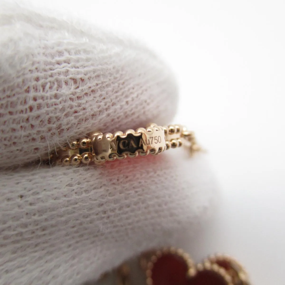 Van Cleef and Arpels Carnelian Guilloché Vintage Alhambra
