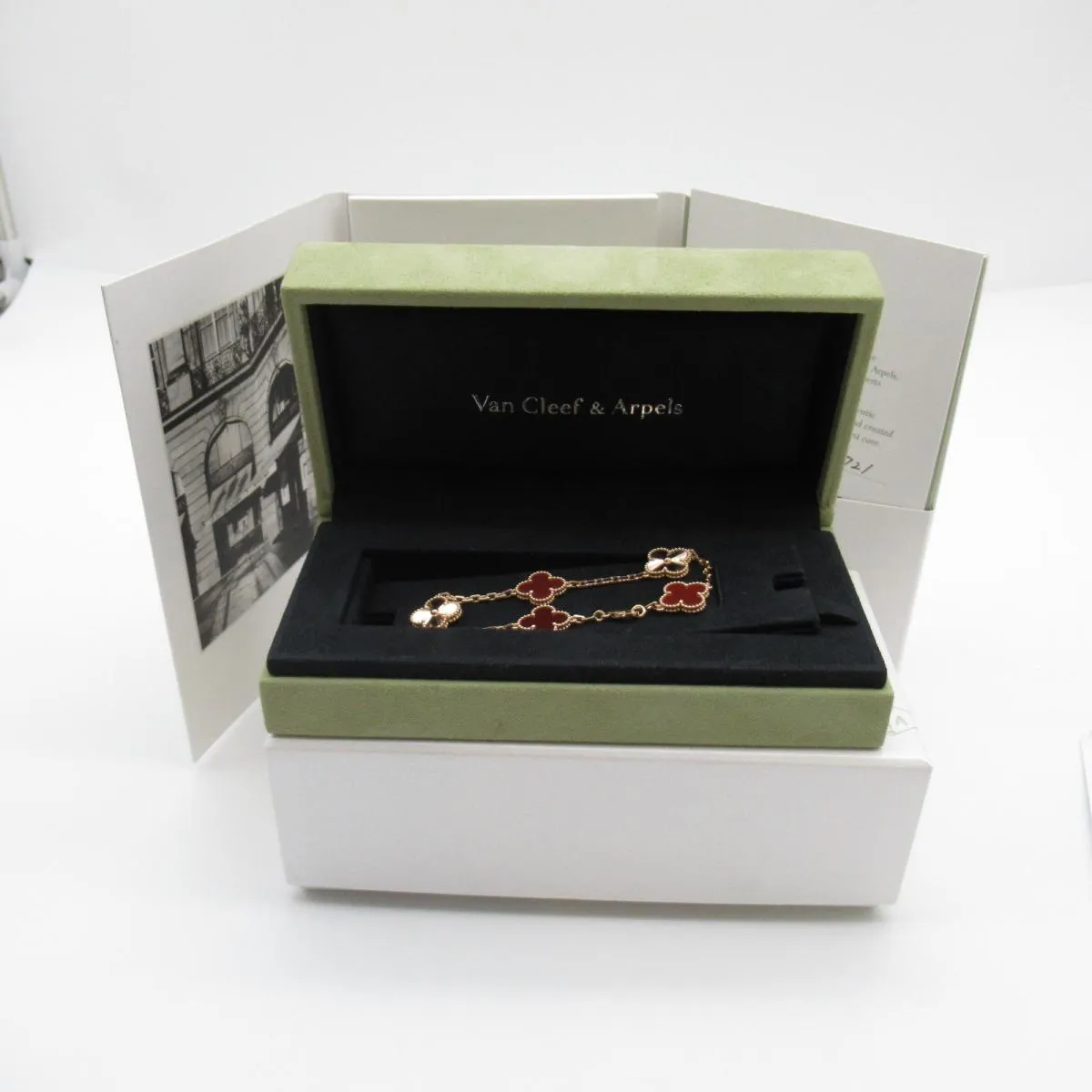 Van Cleef and Arpels Carnelian Guilloché Vintage Alhambra