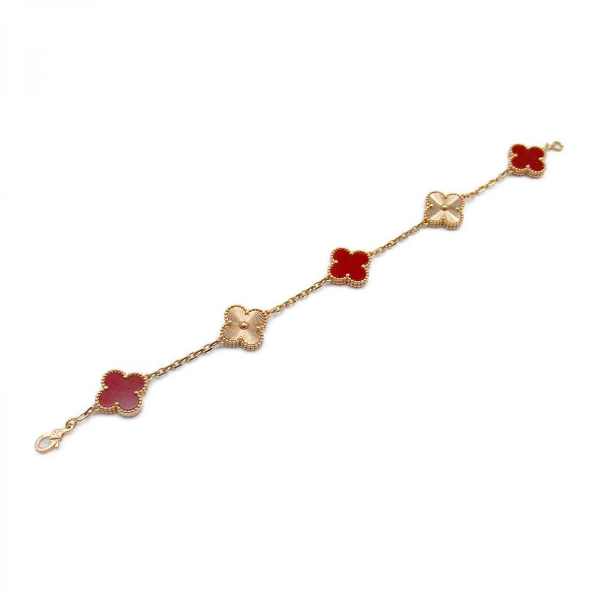 Van Cleef and Arpels Carnelian Guilloché Vintage Alhambra