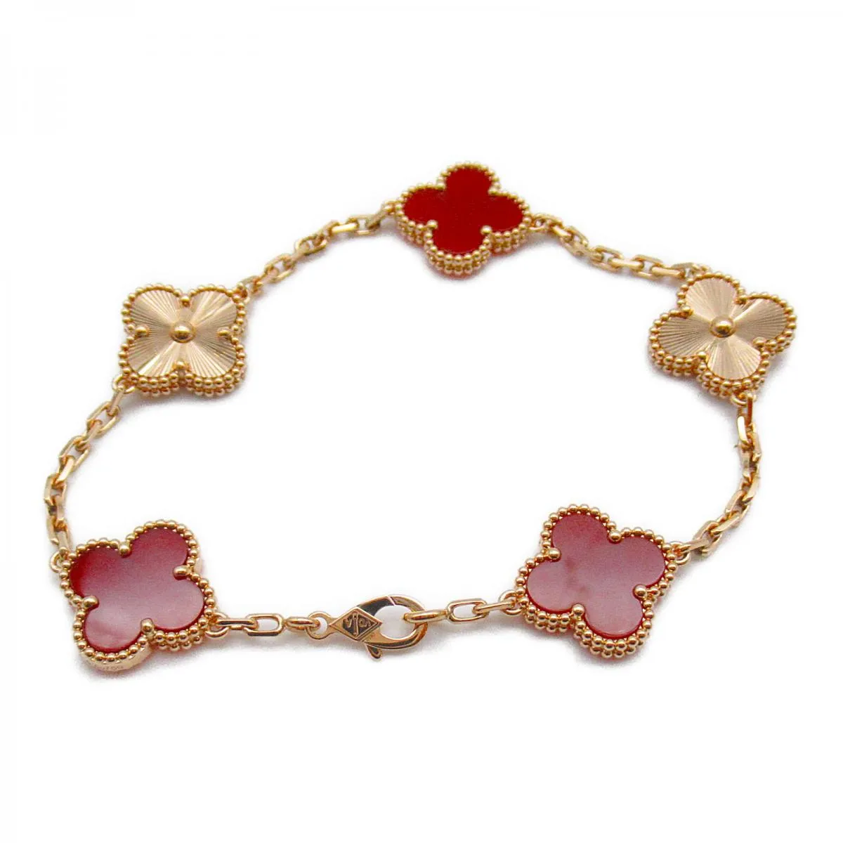 Van Cleef and Arpels Carnelian Guilloché Vintage Alhambra