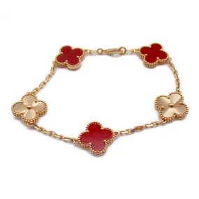 Van Cleef and Arpels Carnelian Guilloché Vintage Alhambra