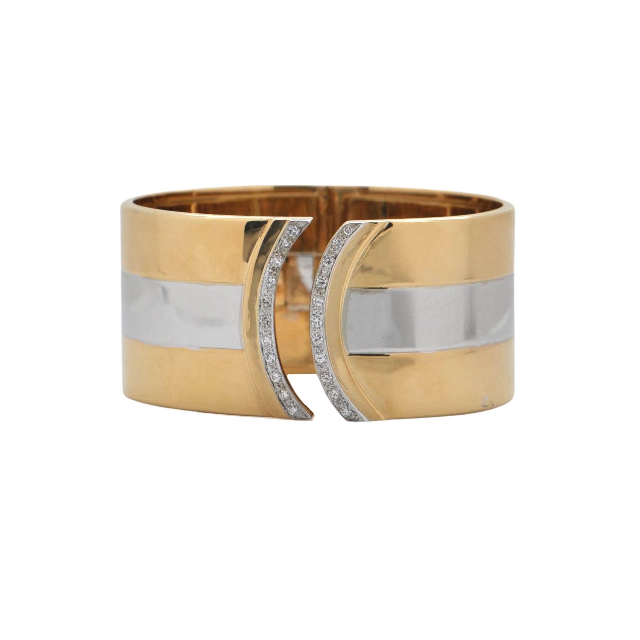 Vintage Diamond 2-Toned Hinged Cuff Bracelet