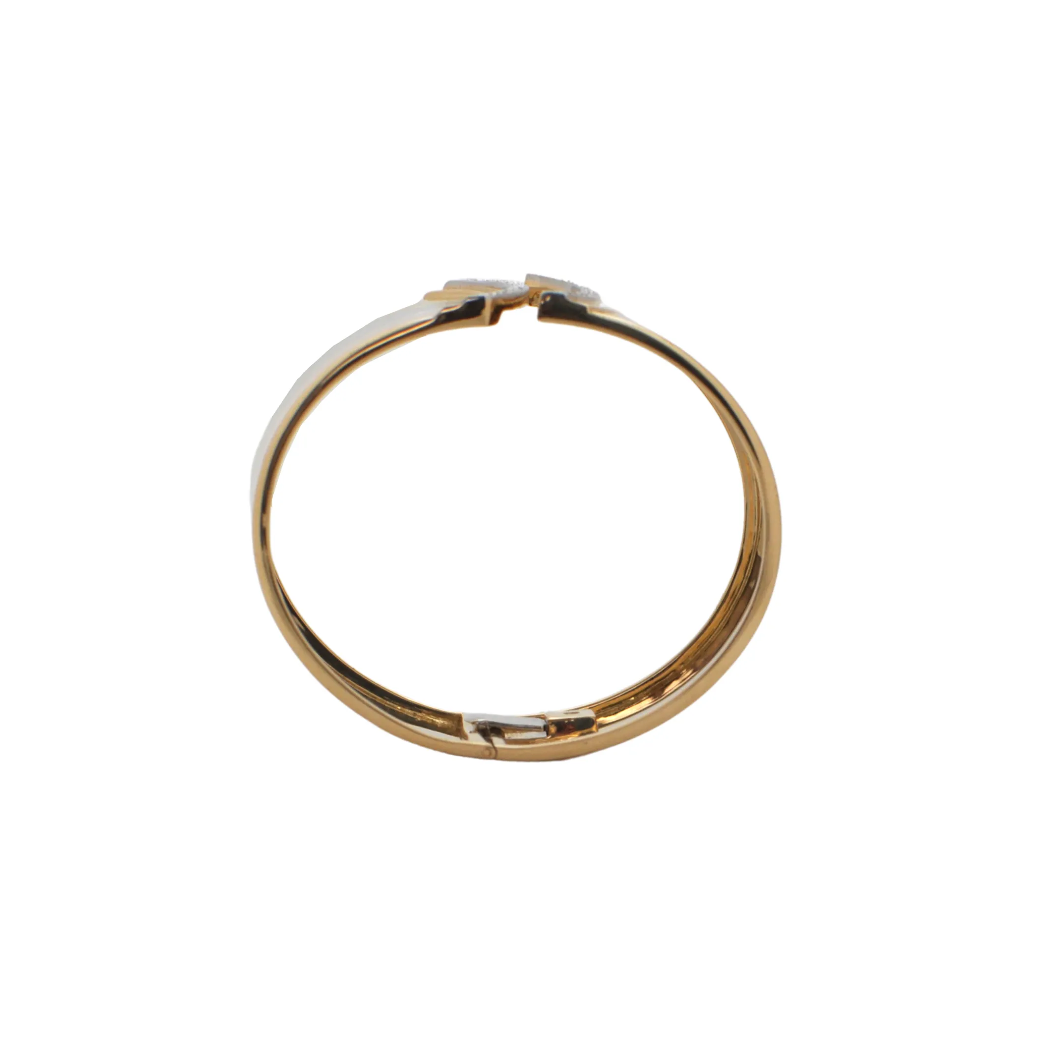 Vintage Diamond 2-Toned Hinged Cuff Bracelet