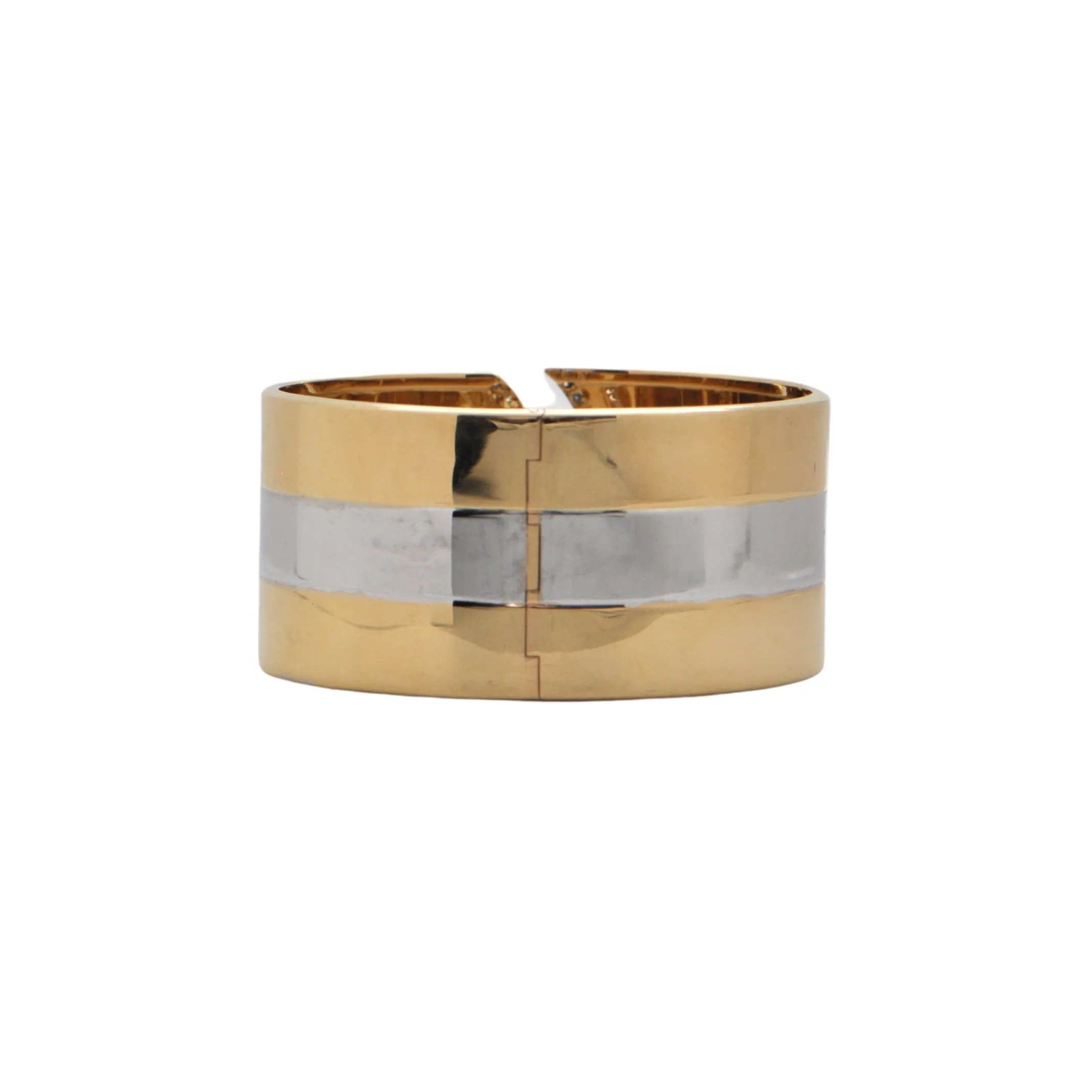 Vintage Diamond 2-Toned Hinged Cuff Bracelet