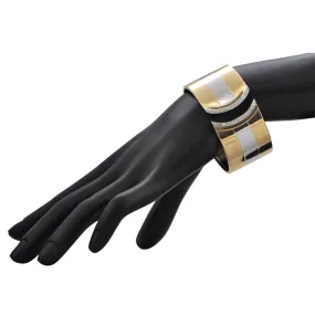 Vintage Diamond 2-Toned Hinged Cuff Bracelet