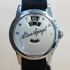 Vintage LOUVIC Direct Read Watch Jump Hour "Stan Spiegel" Swiss Made Wristwatch