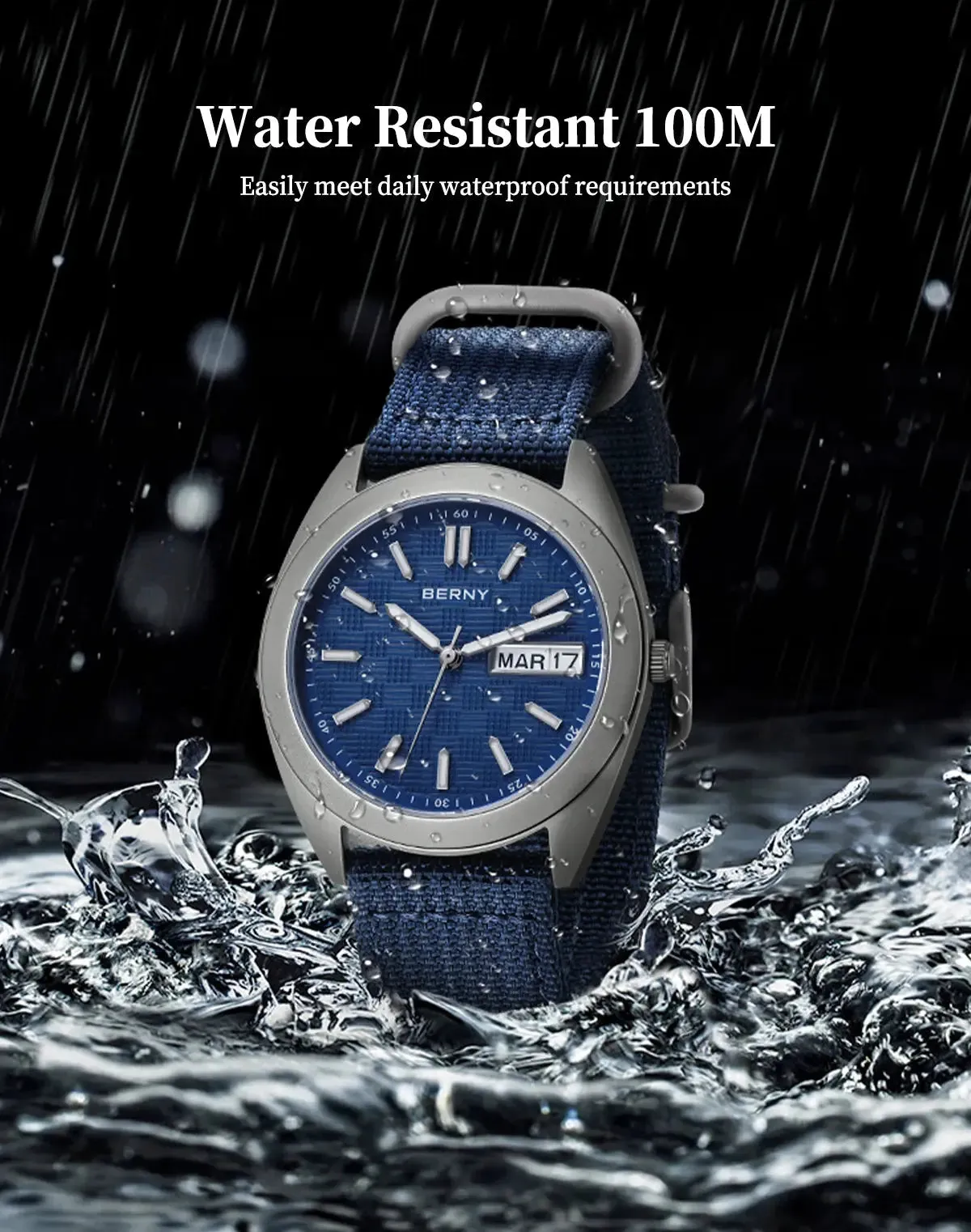Watches For Men Date Week Calendar Watch 38mm Super Luminous Men's