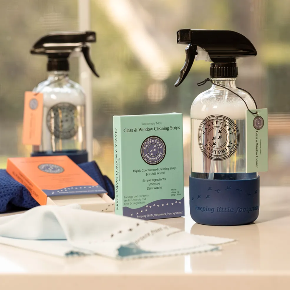 Window Bundle: Window Strips & Reusable Glass Bottle & Professional E Cloth Window Cleaning Cloths