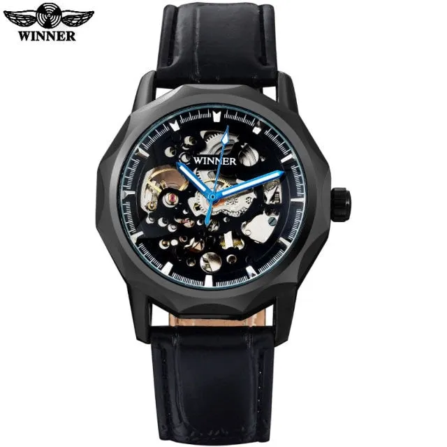WINNER brand watches men mechanical skeleton wrist watches fashion casual automatic wind watch gold steel band relogio masculino