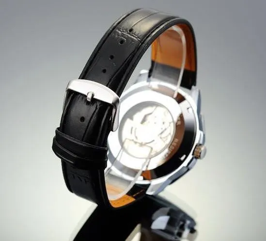 Winner Mechanical Black High Quality Leather Calendar Automatic Watch Clock Men Sports Watches