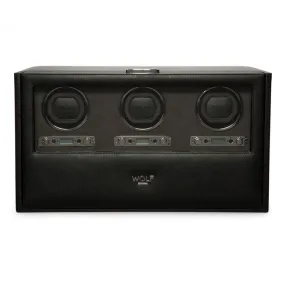 Wolf Blake Black Triple Watch Winder with Storage